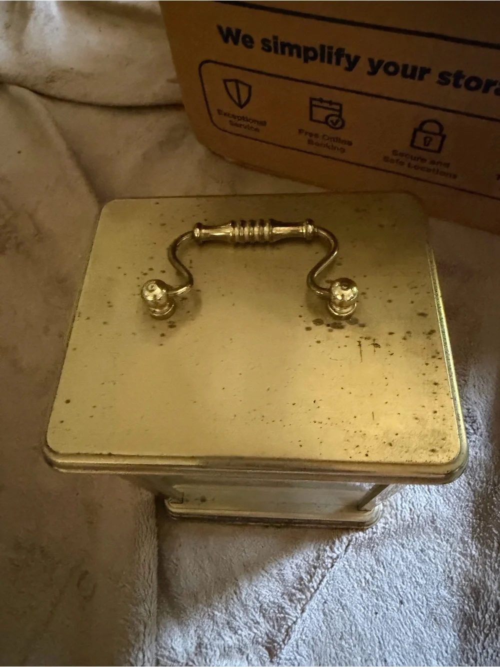 Brass Mantel Clock with Moon Phase Dial - Gold Finish